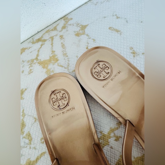 TORY BURCH Mini Miller Gold Logo Nude Jelly Sandals - Picture 3 of 6